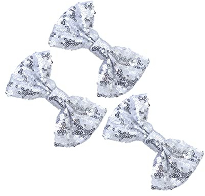 MAGICLULU 3piezas Accesorios De Cabello Plateados Horquillas Con Lazo Para Niñas Duraderas Resistentes