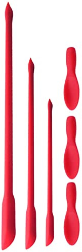 6Pièces Spatule en Silicone, Spatule en Silicone Pour Maquillage, Petites Spatules en Silicone, Réutilisables Spatules en Silicone pour le maquillage, beauté et cuisine(Rouge)