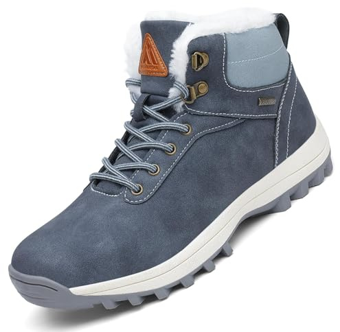Mishansha Stivaletti Invernali con Pelo Uomo Donna Gr.36-48 EU | Unisex Scarpe Invernali,Antiscivolo Stivaletti,scarpe da neve,scarponcini invernali