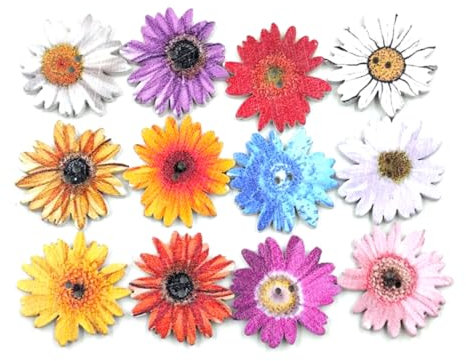 ULDIGI Holzknöpfe 2 Stück-pack 100 Stück Weiße Grundfarbe Chrysanthemenform Holzknopf Mit 2 Löchern Nähzubehör Für Basteln Nähen Selbstgemacht Dekoration