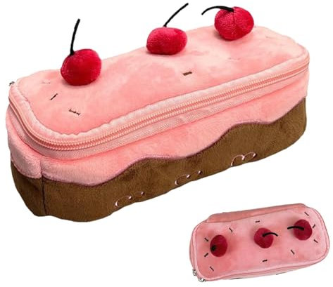 gifyym Kirsche Stiftemäppchen, Weiches Pink Buntstifte Etui, Großes Fassungsvermögen für Mädchen, Reißverschluss Pencil Case für Radiergummis, Alltag und Schulbedarf