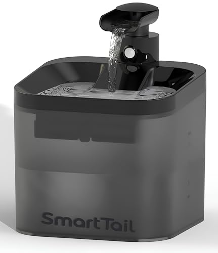 SmartTail Wireless Cat Water Fountain for Drinking: 74oz/2.2L Cat Fountain Motion - Cordless Pet Water Fountain with Sensor - 4400 mAh Rechargeable Pet Water Dispenser Battery Operated Monthly - Black