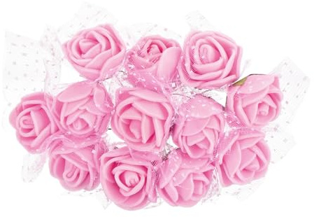 PATIKIL Mini Rose Artificial Flowers Heads 0.98 Inch, 144 Pcs Bulk Stem Foam Fake Roses with Gauze for Wedding Bouquet Boutonnieres Cake Crafts Home Party Decoration, Pink