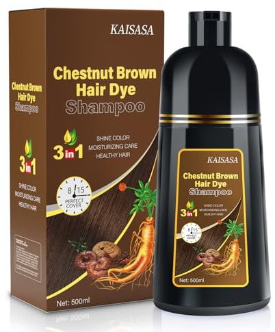 Hair Dye Shampoo 3 in 1, Natural Hair Dye Semi Permanent Color, 100% Gray Cover Up for Treated Color for Women and Men 500ML