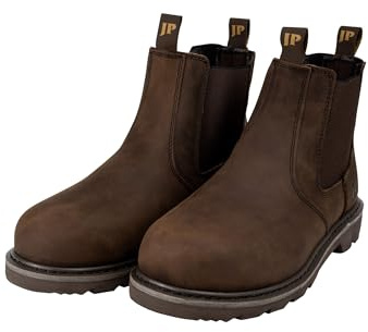 JACK PYKE Safety Dealer Boots HW-18 - Leather Pull-On Chelsea Mens Work Boots, Steel Toe Capped, Oil-Resistant, Cushioned Insole & Breathable - Ideal for Farming, Warehouse, Construction - Size 6-13