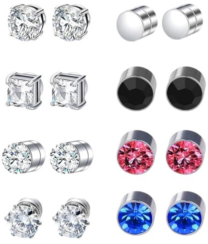 8 Paar Magnetische Ohrringe Herren, Hypoallergen Magnet Ohrringe Damen Magnetic Earrings Magnetohrringe Angenehm Zu Tragen für Herren Damen