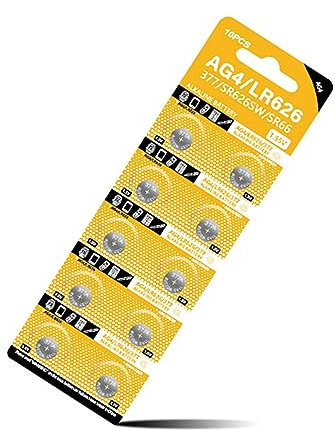 Klaisy Knopfbatterien, AG4 LR626 Knopfzellen, 1,55 V, langlebige Leistung, geeignet für Uhren, Kameras und Spielzeug, langlebig, 10/50 Stück