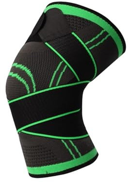 GCYEIDMA Knieschoner Sport 1PC Sport Fitness Knieschützer Männer Druck Elastische Kniepolster Unterstützung Verband Fitness Ausrüstung Basketball Volleyball Klammer Schutz(Green,S)