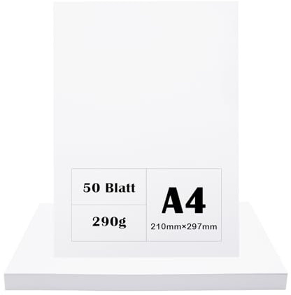 290g/m² Weiße dickes papier A4, 50 Blätter, 297 x 210 mm, dick, Lre Co. Druckpapier, Kartenpapier A4 für Kunst- und Handwerkseinladungen, Menü-Karten, Hochzeitskarten, Büro- und Schreibwaren