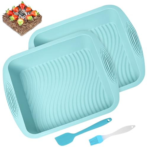 VAIGU:OA Silikon Backform Brownie Kuchenform – 26.7x24.6x5.2 cm Eckige Brownieform – Antihaft Silikonformen zum Backen – BPA-frei – Tiramisu & Kuchen Backform – Wiederverwendbares Backwerkzeug-Set