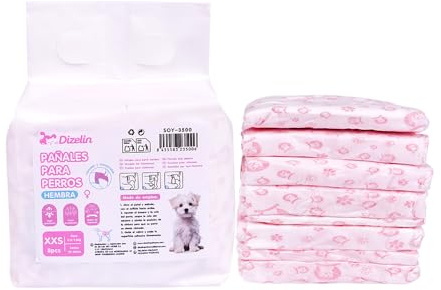Einwegwindeln für Hunde, weibliche Hunde, Sanitärwindeln für Hunde, Haustiere, hygienisch, weich, saugfähig (XXS-34 x 26 cm, 8 Stück)