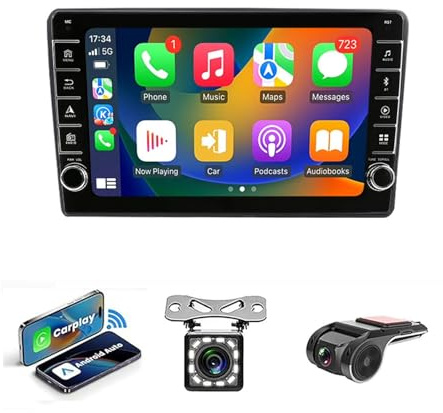 BOJONI Android 14 Autoradio 2 Din in-Dash Radio avec Car-Play Android Auto, 9 Pouces Screen RDS Dab+ Radio/Caméra de recul pour Citroen C5 2008-2017(NF-1 4Core 1+32G)