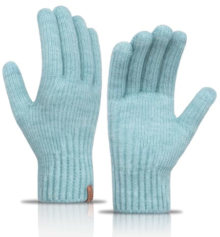 LJCZKA Handschuhe Warm Damen Wolle Thermohandschuhe Winter Strickhandschuhe Touchscreen Winddicht für Outdoor Laufen Radfahren