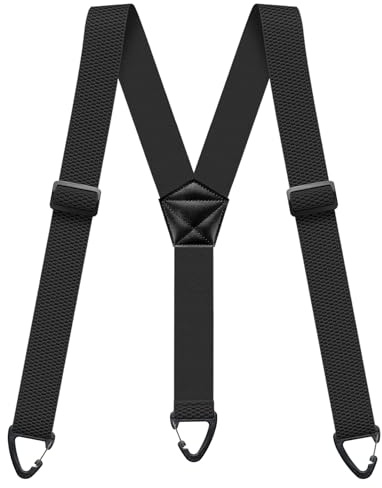 Clip Yeah Hosenträger Herren Breit 3.8cm mit 3 Anti-rutsch Hakenschnalle | Elastisch Hosenträger Herren Extra Stark Verstellbar Suspenders für Outdoor Arbeitshose Lederhose Motorradhose Skihose Y-form