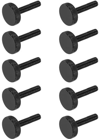 QUARKZMAN M6x30mm Flache Rändelschrauben Messschieber-Schrauben 10 Stück | Schwarz Stahl diamantgerändelte Kopfschrauben Griffknöpfe Klemmschraube Rändelknopfschrauben