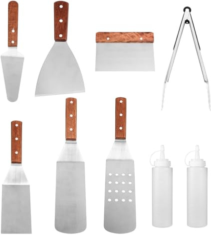 Abaodam Set Ustensiles Barbecue INOX Outils Gril Résistants et Légers Acier Inoxydable pour Cuisson Extérieure Kit Pratique pour Camping et Cuisine