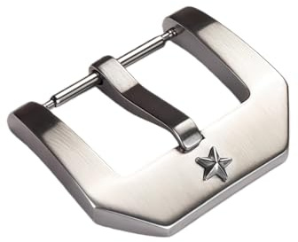 ROUREOX Fibbia Orologio in Acciaio Inox - Chiusura Ardiglione Stile Pre-V Spazzolata con Stella - Stile Pilota Vintage per Zenith-aaaaa 18mm