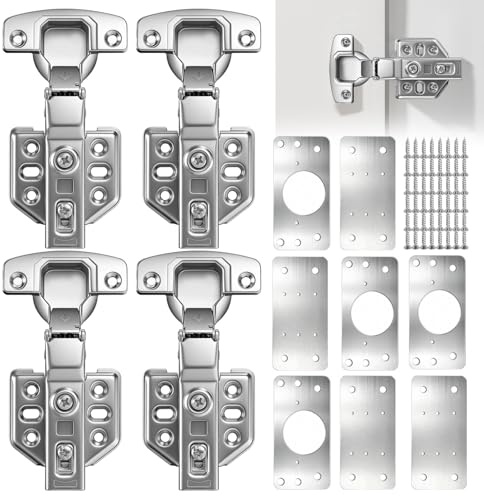 Set de 12 Piezas Bisagras Puertas Cocina Madera Bisagras Armario de Acero Inoxidable 304 Placa Reparación Bisagra Regulable Múltiples Apto para Puertas de Armario Ropa Muebles de Acero Madera