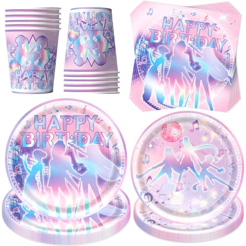 50 Stück Partygeschirr Set,Partygeschirr aus Papier,Geburtstag Party Geschirr Set,Geburtstag Deko mit Becher Serviette Pappteller Set,Geburtstag Geschirr für 10 Gäste