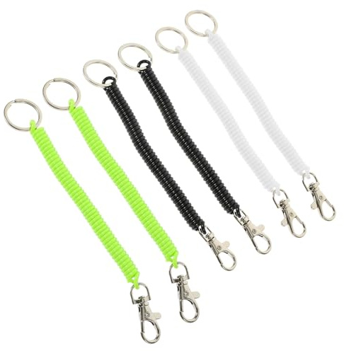 DEARMAMY Llaveros Retráctiles Resorte 6 Piezas Pulseras Anticaída Multicolor para Mujer Hombre , Cuerda Elástica para Llaves Uso Exterior, Accesorios Prácticos para Eventos Color Aleatorio