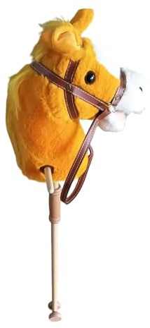 Fenteer Plüsch-Reitpferd, robustes, handgefertigtes Steckenpferd aus mit Plüschkopf und Rädern, geeignet für ab 3 Jahren, Geschenkidee