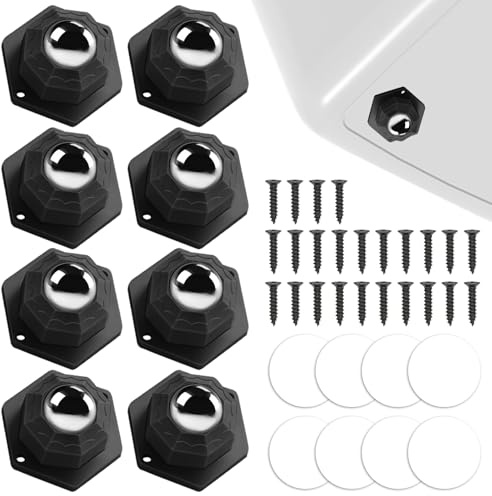 8 Piezas Ruedas para Muebles Pequeñas, Negro Ruedas Adhesivas Giratorias | Ruedas Giratorias Autoadhesivas, con Tornillos y Adhesivos, para Cubos de Basura, Cubos de Almacenaje, Muebles Pequeños