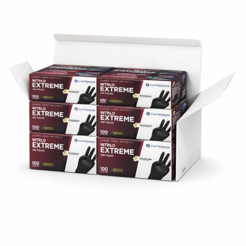 1000 Guantes de Nitrilo Desechables – Sin Polvo, Alta Resistencia – Uso Médico, Alimentario, Limpieza y Taller – Guantes Protectores Azul o Negro – Tallas S, M, L, XL (negro, S)