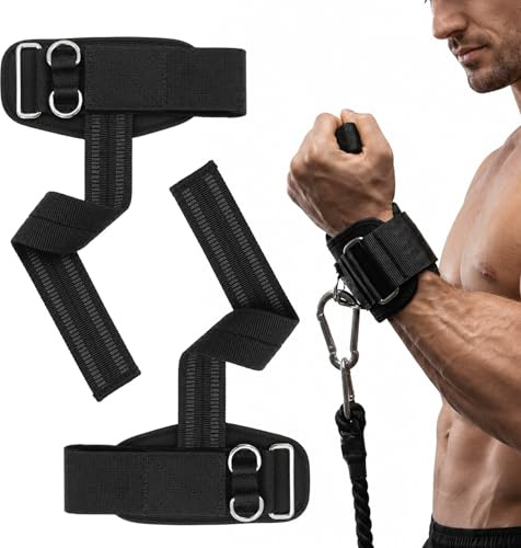 Sangles De Tirage Musculation 2-en-1 Avec Boucle En D Rembourrée, Lifting Straps Pour Les Exercices À La Machine À Câbles, Particules Antidérapantes, Extra Longues Et Extra Épaisses