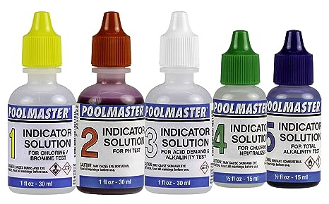 Poolmaster 23227 Replacement Indicator Solutions #1 - #5 For Spa or Swimming Pool Water Testing, Neutral, Small