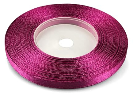 Netuno 1x Satinband Fuchsia 6 mm x 32 m rotes Geschenkband Hochzeit Deko Stoffband Schleifen farbig zum Verpacken Dekoration Geschenke Schleifenband bunt Schleifenbänder Satinbänder silk ribbon