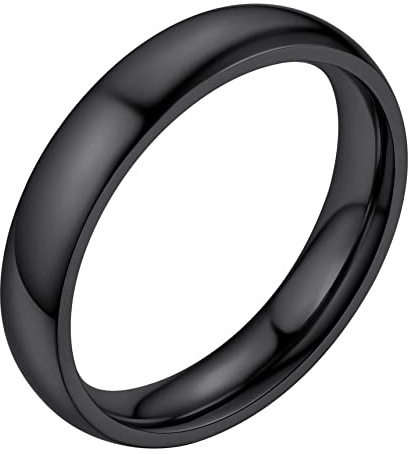 Bestyle Anello Donna Uomo Semplice, Fede Nuziale in Oro/Argento/Nero | Acciaio Inossidabile Lucido, Larghezze 2/4/6/8mm, Taglia 14-27, Anelli da Matrimonio Fidanzamento Anniversario