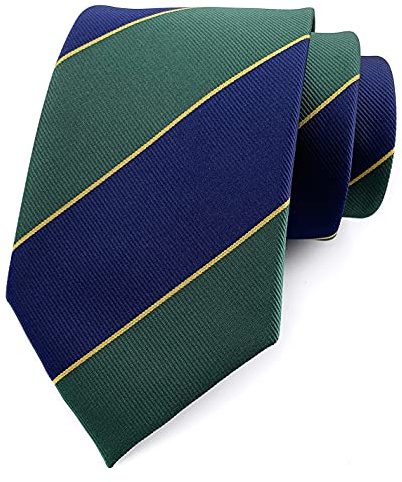 Secdtie Mens Navy Blue Forest Green Yellow Silk Cravat Oxford Ties Stripe Woven Dance Formal Neckties Gift Ideal