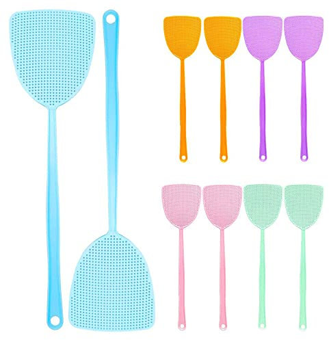 Newaner Fliegenklatsche 10 Stück, Pest Control, mit Integriertem Mückenschaber Fliegenschutz Mückenschutz für Fliegen, Mücken und Insekten, Farblich Sortiert