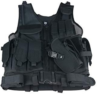 Desert Hawk Tactical USMC SWAT Einsatzweste mit Koppel Jagd Molle Weste (Schwarz)