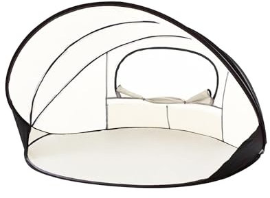 Deryan Strandmuschel Pop Up Strandzelt XXL - Strandzelt für Erwachsen, Kinder und Baby - 2-4 Personen - Reißverschlusstür, UV-Schutz 50+, Windschutz und herringen - Tragbares Wurfzelt - Cream