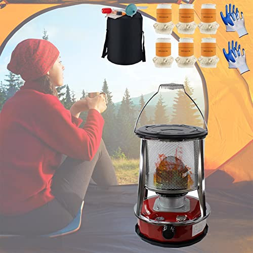 Estufa de calefacción para tienda de campaña con bolsa de transporte y 6 mechas Calentador de aceite de queroseno doméstico sin electricidad Calentadores de emergencia Estufa Cocina para aca