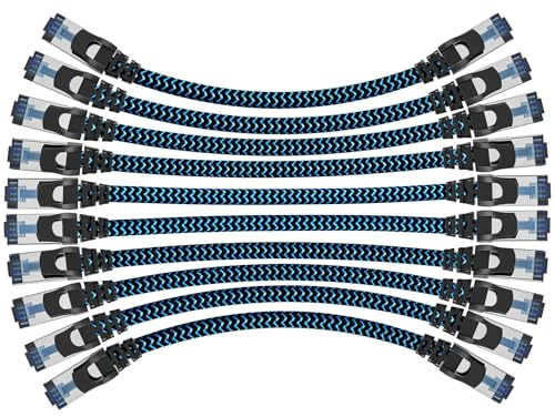 CABNEER Cable Ethernet Cat 8 de 0,5 Metros 10 Piezas, Cabo Ethernet Cable de Red Trenzado, Cable Lan 40Gbps 2000MHz con Conector RJ45, Alta Velocidad Gigabit RJ45 Cable para Computadora Módem Router