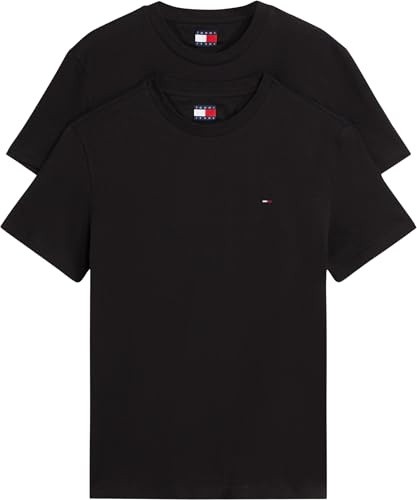 Tommy Jeans Uomo T-Shirt Maniche Corte Confezione da 2 Xslim Jersey in Cotone, Nero (Black/Black), XL