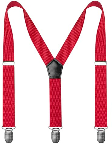 JEMYGINS Red Child Kids Suspender with 3 Strong Clips Adjustable Braces(8-1)