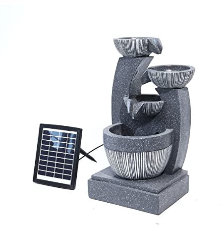 Fontana da giardino per esterni, a cascata, a 4 piani, a cascata, a LED, a energia solare, cascate da pavimento