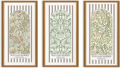 ANHUIB Boho Flower Wall Decor William Morris Wall Art Flower Market Artwork Matisse Flower Art Retro Floral Wood Decor William Morris Lily Sunflower Botanical Wildflower Sign for Living Room Bedroom