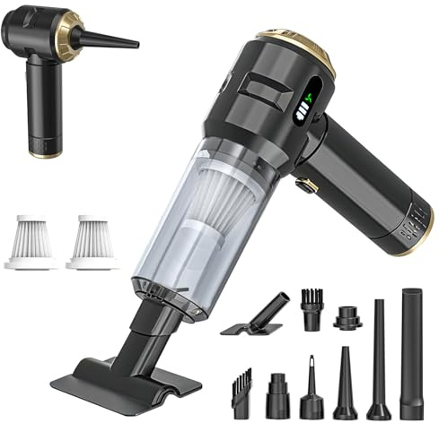 Melising Handheld Vacuum Cleaner Cordless, 23000Pa Powerful Car Mini Vacuum Cleaner, Rechargeable Portable Lightweight dust Catcher for Home Car Carpet Stairs Pet Hair Deep Cleaning（Black-Gold）