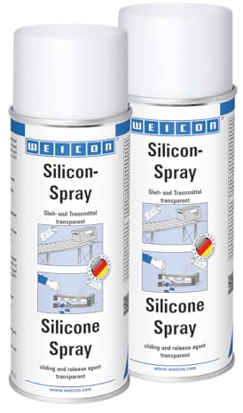 WEICON Siliconspray 400 ml | skyddande vård- och smörjmedel för plast, gummi och metall | transparent uppsättning om 2