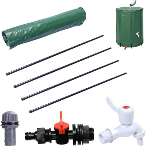 Porgeel regntunna 13 gallon/50 L PVC vikbar regnvattenuppsamlingsfat med tapp och överflödshål dragkedja fint förseglad vattenförvaringstank