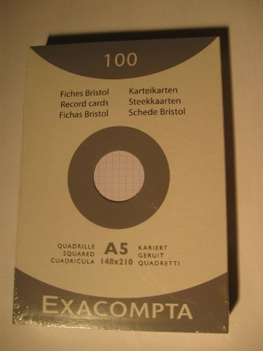 Exacompta Karteikarten kariert 4 Packungen (je 100 Karten) A5 weiss