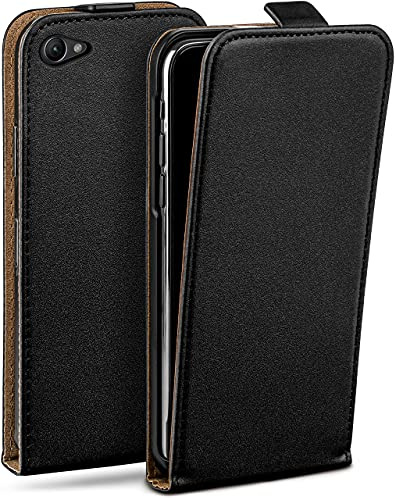 moex Flip Case für Sony Xperia Z1 Compact Hülle klappbar mit 360 Grad Schutz, Handyhülle mit Displayschutz, PU Leder Handytasche Lederhülle, Flip Case Cover Klapphülle, Schwarz