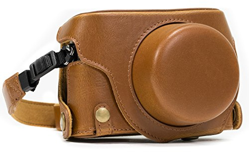 MegaGear Etui souple en Cuir pour, Housse pour Panasonic LUMIX LX100, DMC-LX100 Camera (Brun Clair)