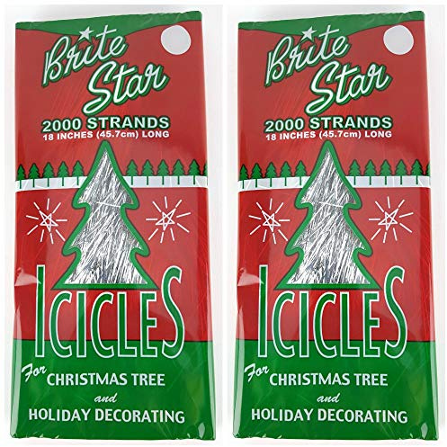 BRITE STAR Silver 18-Inch Icicle Tinsel - 2000 Strands (2)