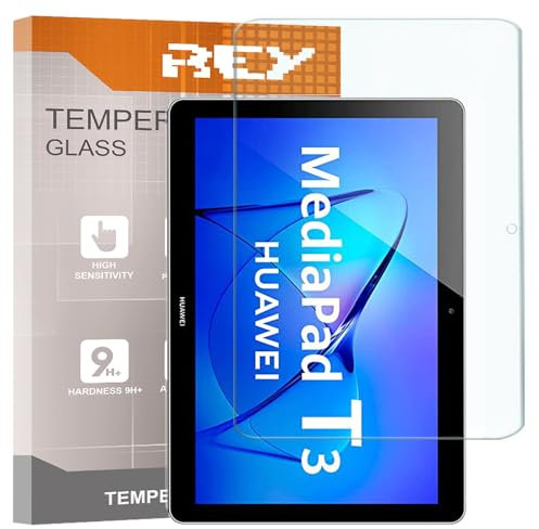 REY Pellicola salvaschermo per Huawei MEDIAPAD T3 10 9.6, Vetro temperato, di qualità Premium