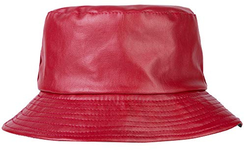 ZLYC Modischer Fischerhut, Unisex, PU-Leder, Regenhut, wasserdicht, Fischermütze, Rot/Ausflug, einfarbig (Getaway Solids), Einheitsgröße